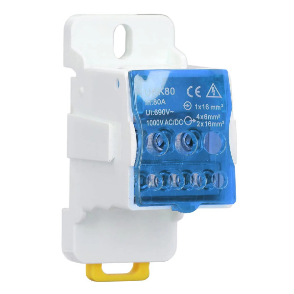 Bloque de terminales de riel DIN para distribución 80A
