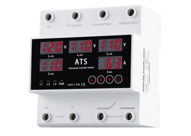 Conmutador automático 1 Polo entre tres fuentes con pantalla LED